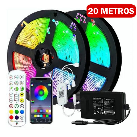 Tira De Luces Led Rrgb Bluetooth Músic 20 Metros LED