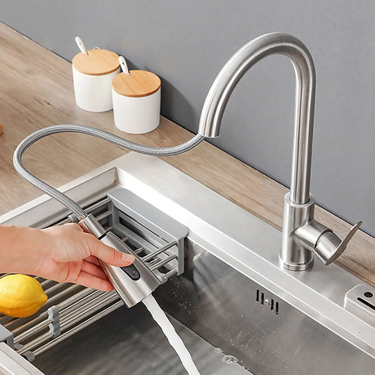 Llave Monomando Lavaplatos Extensible Profesional Niquel