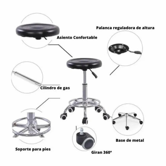 Pisos Taburete De 5 Ruedas Resistente Colores