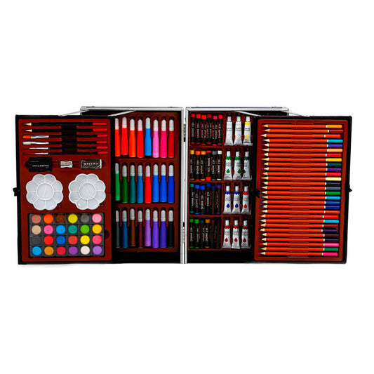 Kit Dibujo Nino 145pcs En Maleta Aluminio Dos Piso