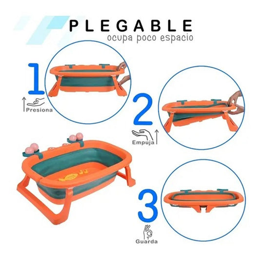 Tina Cangrejo Bebe Bañera Plegable + Malla Reforzada