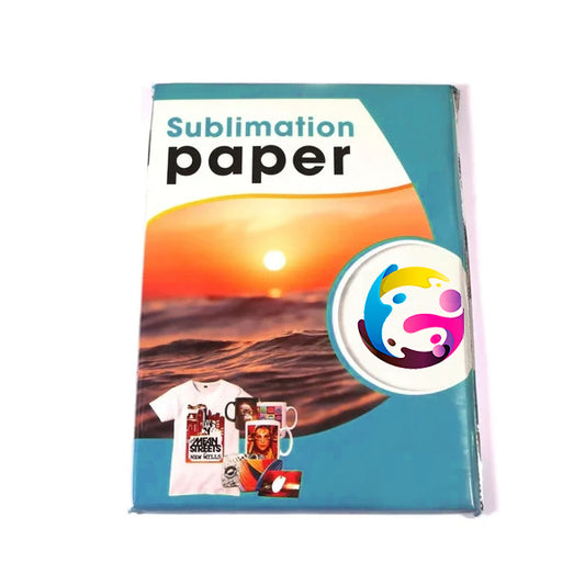 Pack de 4 tintas + 4 cintas termicas + 2 resmas papel sublimación