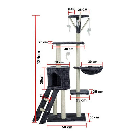 Torre Rascador de Gato 1.45 Metros Gris
