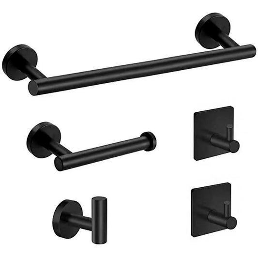 Set De 5 Accesorios De Baño Acero Inoxidable Negro o Plata