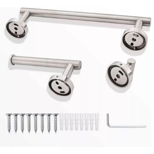 Set De 5 Accesorios De Baño Acero Inoxidable Negro o Plata