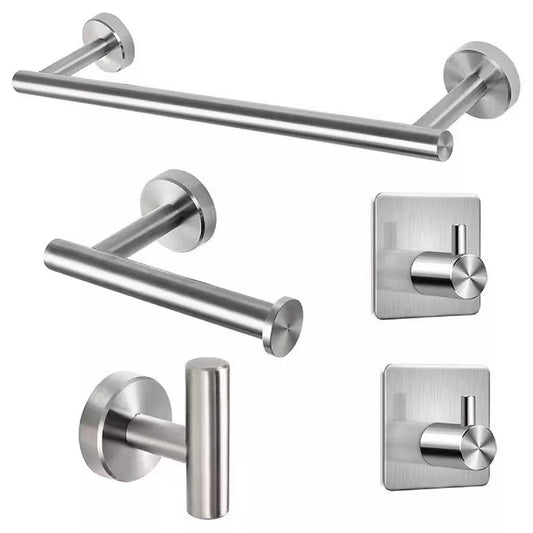 Set De 5 Accesorios De Baño Acero Inoxidable Negro o Plata