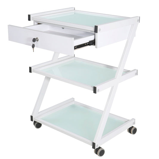 Mesa Auxiliar Centro Estética 3 niveles con cajón