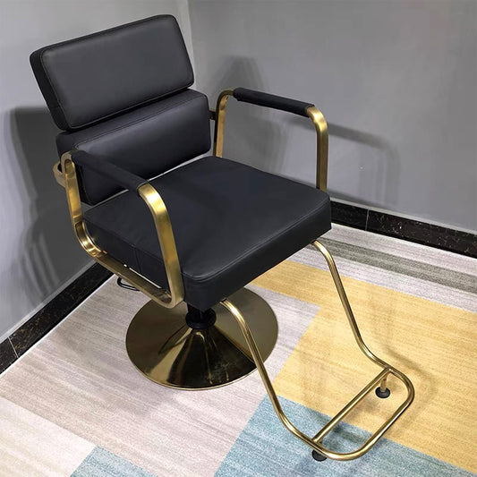 Silla de Barberia Moderna Ergonomica Negra con Dorado