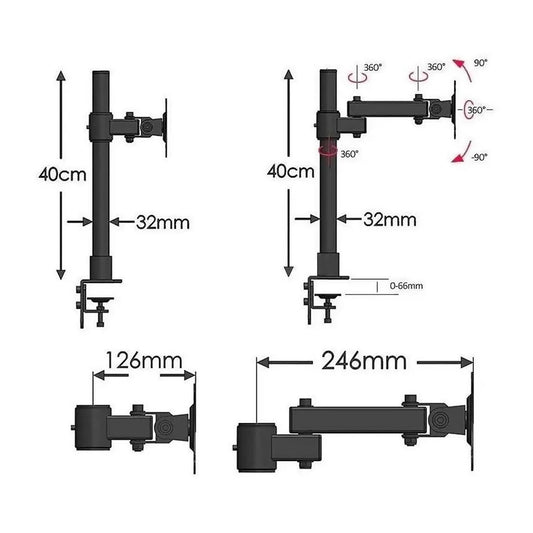 Soporte TV Monitor Articulado Escritorio 12" a 27"