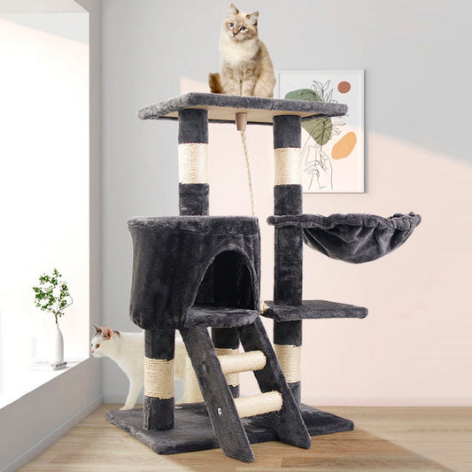 Rascador de Gatos 3 niveles + Casita y Hamaca MA10