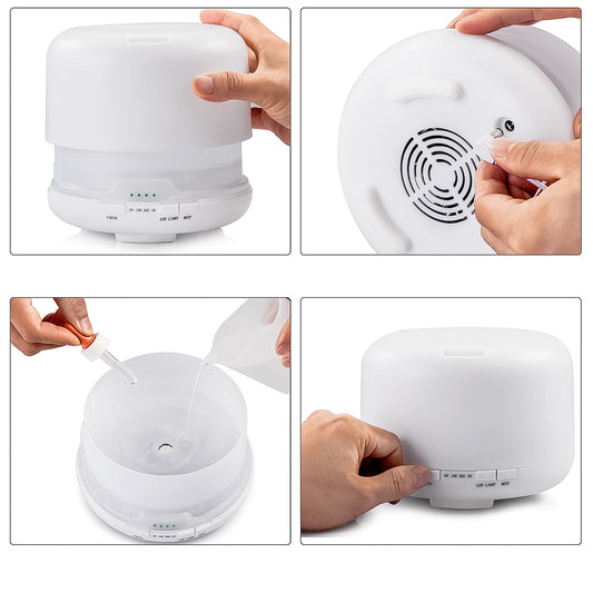 Humidificador Ultrasonico Difusor 500ml + 5 Esencias De Regalo 10ml c/u