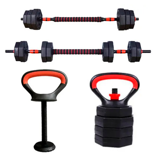 Mancuernas Ajustables Set 20kg 3 En 1 + Barra + Kettlebell