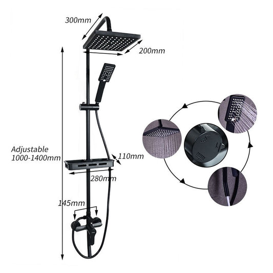 Llave Monomando Columna Tina Ducha Moderna Cuadrada Negra