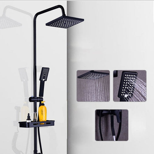 Llave Monomando Columna Tina Ducha Moderna Cuadrada Negra