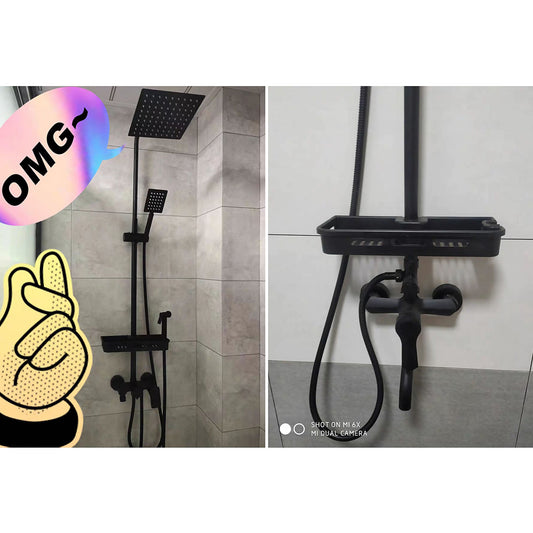 Llave Monomando Columna Tina Ducha Moderna Cuadrada Negra