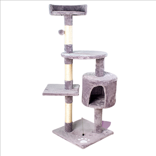 Rascador torre 112cm Gatos Casita Arbol Terciopelo + Pompones