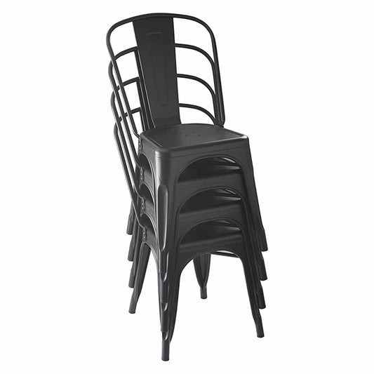 Set De 4 Sillas Áncora De Comedor Tipo Tolix Negras