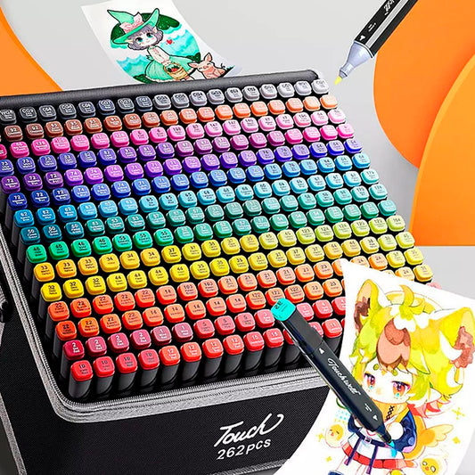 Marcadores 262 Lápices Colores Tipo Touch Doble Punta + bolso