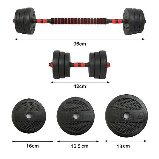 Set Mancuernas Ajustable 20 Kg - Barra Armable Extensión