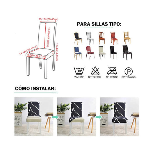 Pack 6 Funda De Silla Para Comedor Spandex Colores