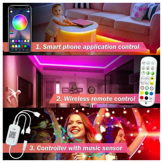 Tira De Luces Led Rrgb Bluetooth Músic 20 Metros LED