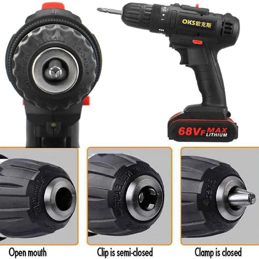 Taladro Atornillador 68v Inalambrico 2 Velocidades + batería