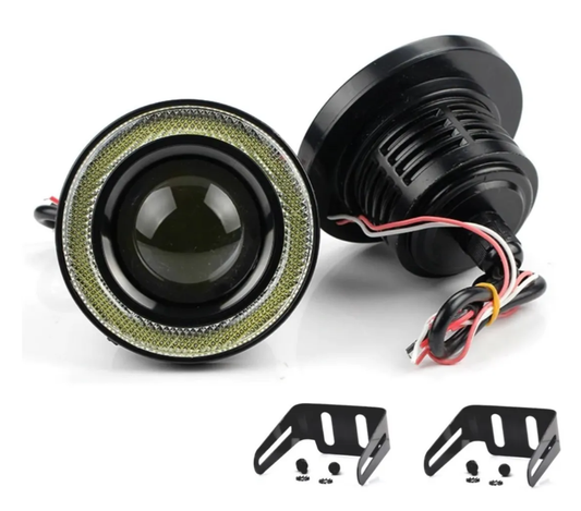 Pack 2 Foco Neblinero Led Ojos De Angel Bicolor 89mm