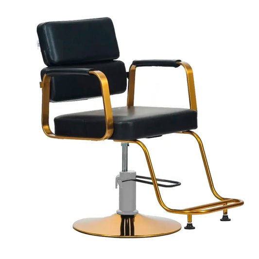 Silla de Barberia Moderna Ergonomica Negra con Dorado
