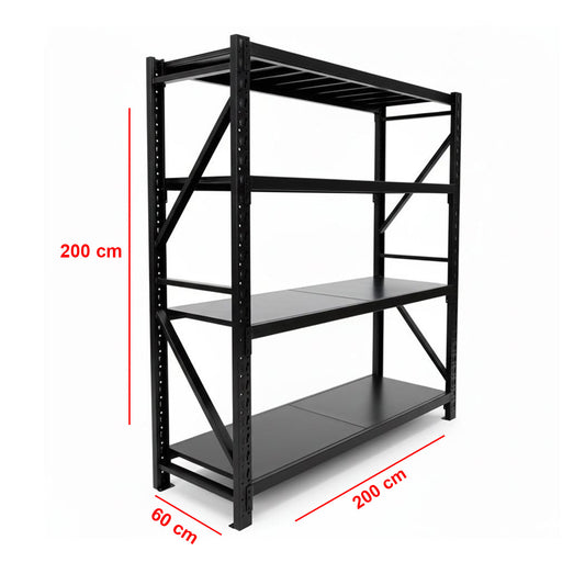 Estante Metálico Rack 200x200x60 Negro 800kg