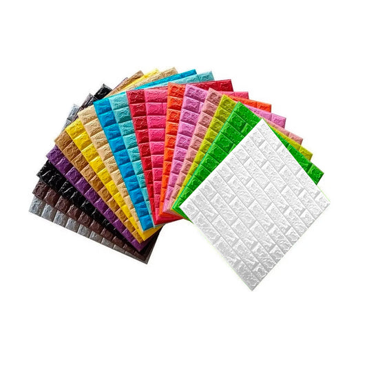 Pack 10 Lamina Papel Mural Autoadhesivo 3D Ladrillo 70x77