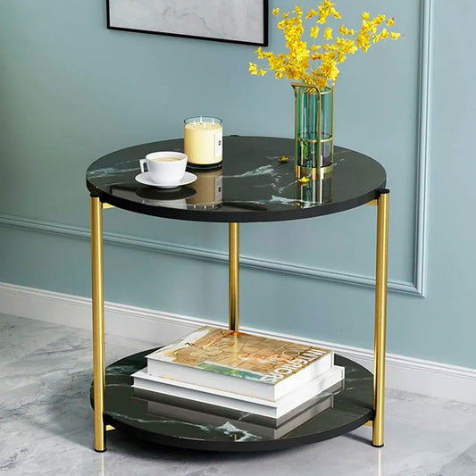 Mesa Lateral redonda diseño mármol 40cm Chic Home