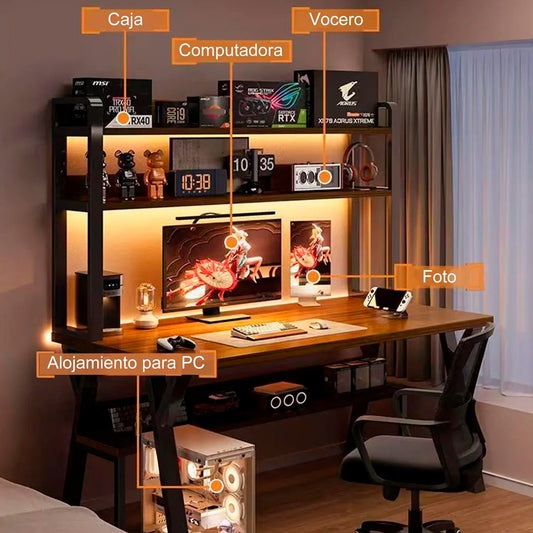 Escritorio Moderno Con Repisas 147x120x60x72