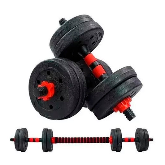 Set De Mancuernas 15 Kg Barra Armable Ajustable