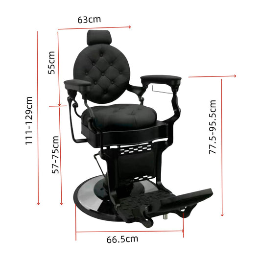 Sillon Barbero Gold Negro Eco Cuero Reclinable