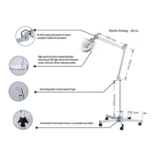 Lampara Lupa Con Luz Led Pedestal Rueda Cosmetologia