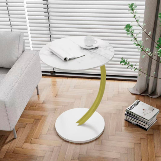 Mesa Redonda Living Lateral, Mesa Auxiliar diseño mármol Chic Home