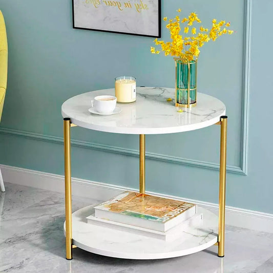 Mesa Lateral redonda diseño mármol 40cm Chic Home