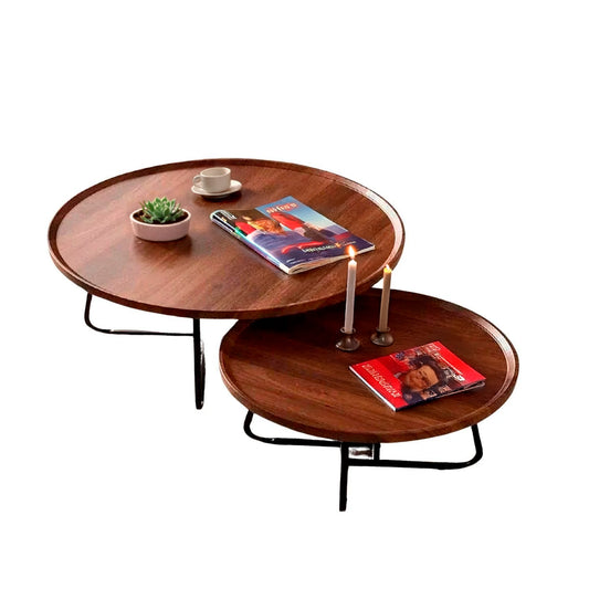 Juego Mesa De Centro Living 80+60cm color madera Chic Home