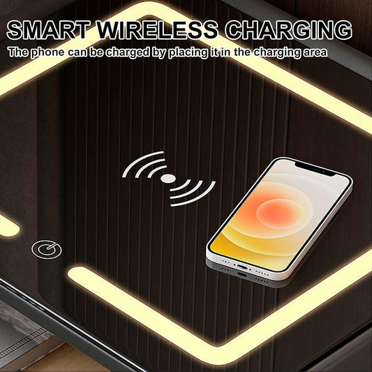 Velador con cargador inalambrico, LED y parlantes Chic Home