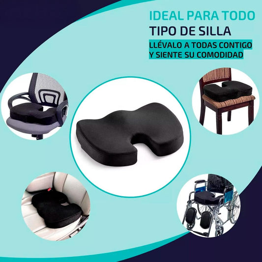 Cojin Memoria Lumbar Ortopedico Para Asiento Silla