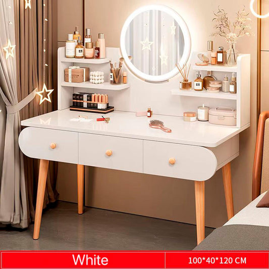 Tocador con espejo Y Luz 4 Cajones 100cm Chic Home