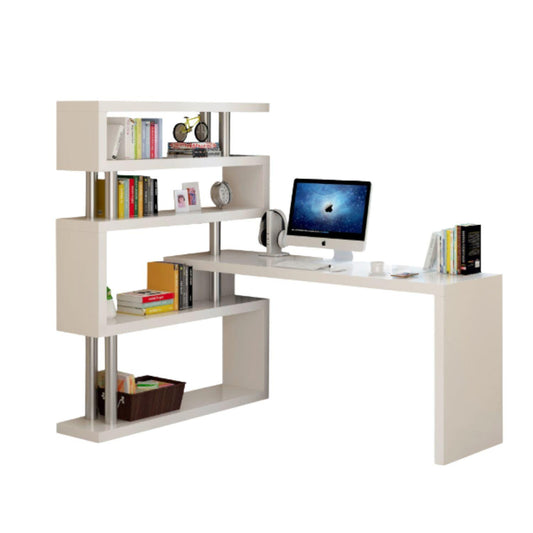 Escritorio esquinero 120x80x125cm con estantes Chic Home