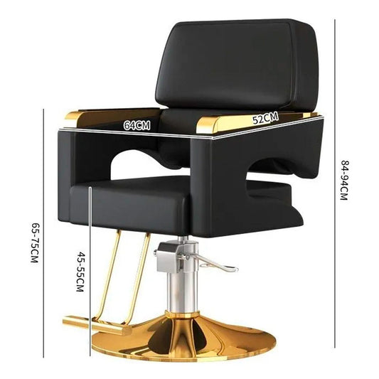 Sillón Barberia Ergonómico Altura Ajustable Negro Dorado