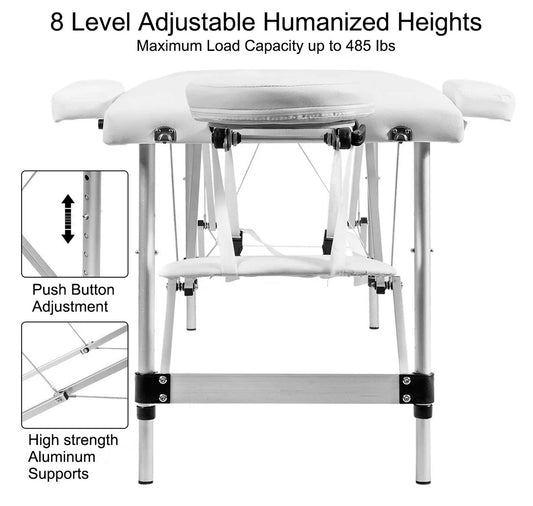 Camilla para masajes 2 cuerpos aluminio + cabecera