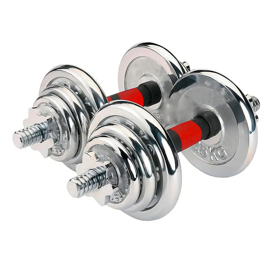 Set De Mancuernas Cromadas Ajustables 20 Kg Maletín Color Cromado