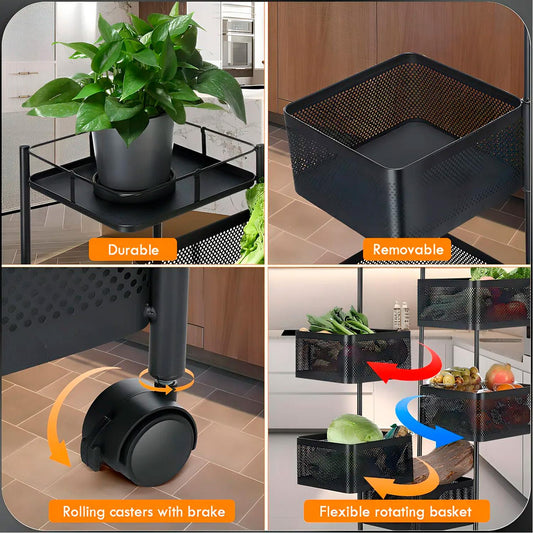 Carro Organizador con Ruedas Multiuso 5 niveles Rectangular