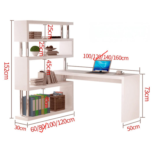 Escritorio esquinero 120x80x125cm con estantes Chic Home
