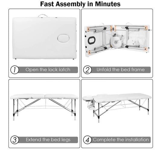 Camilla para masajes 2 cuerpos aluminio + cabecera