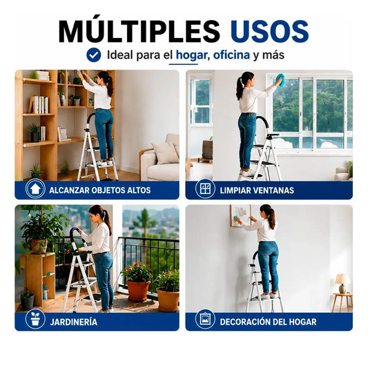 Escalera 3 Peldaños Plegable Metálica Antideslizante