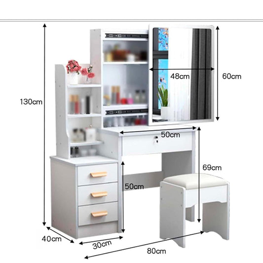 Tocador moderno 80*40*130cm con luces blanco Chic Home